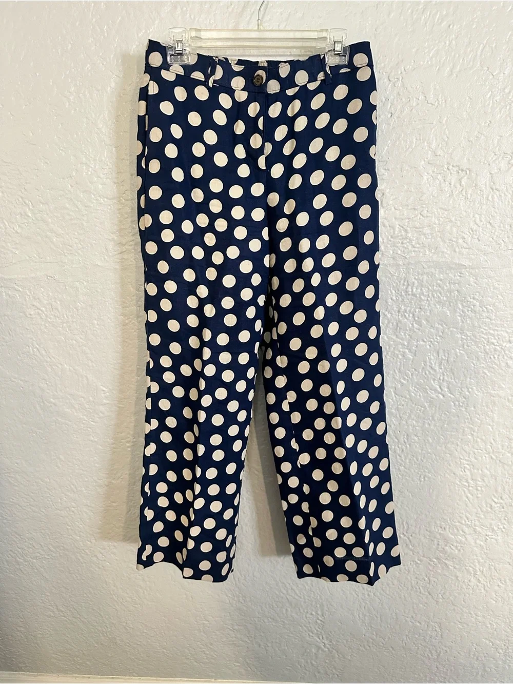J. Crew Harbor Pant in Linen Polka Dot